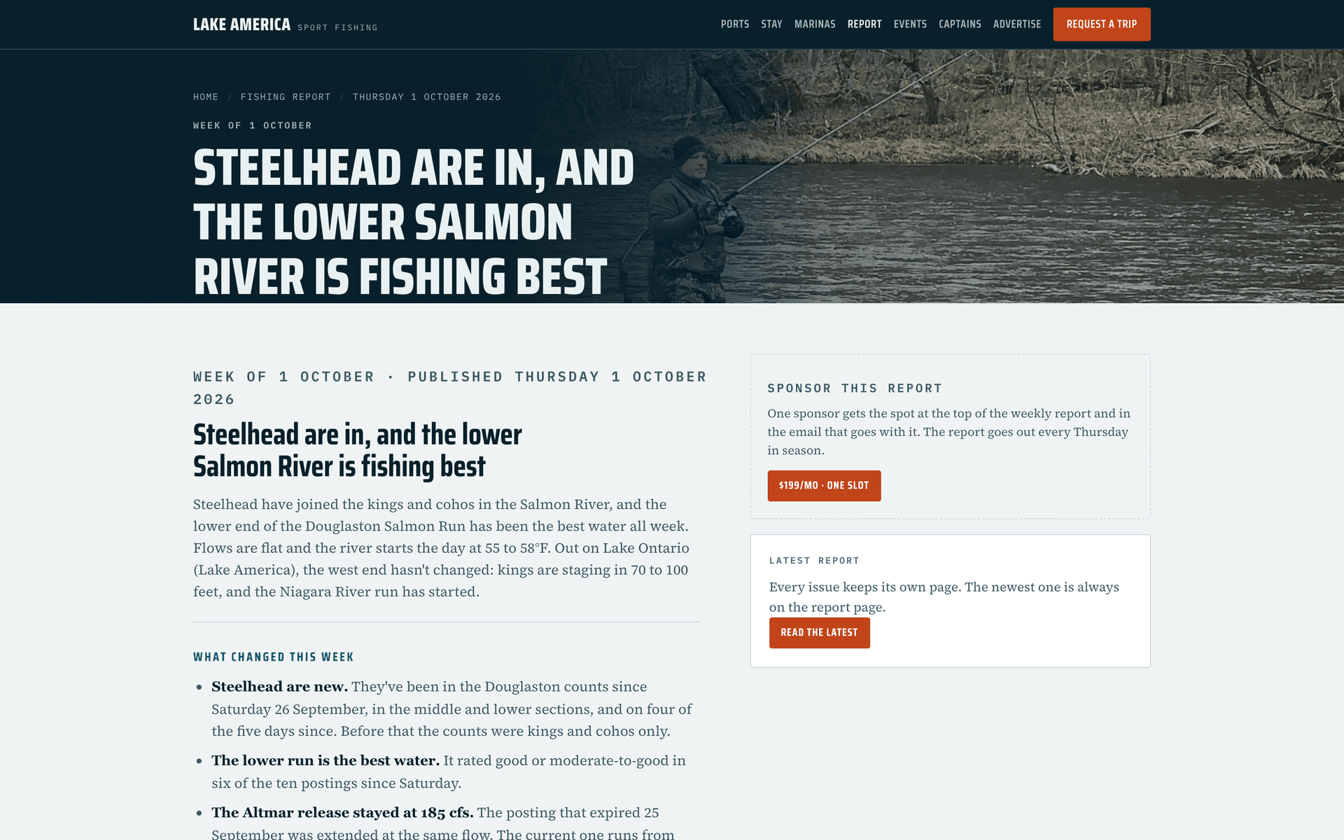 Weekly fishing report for the week of October 1