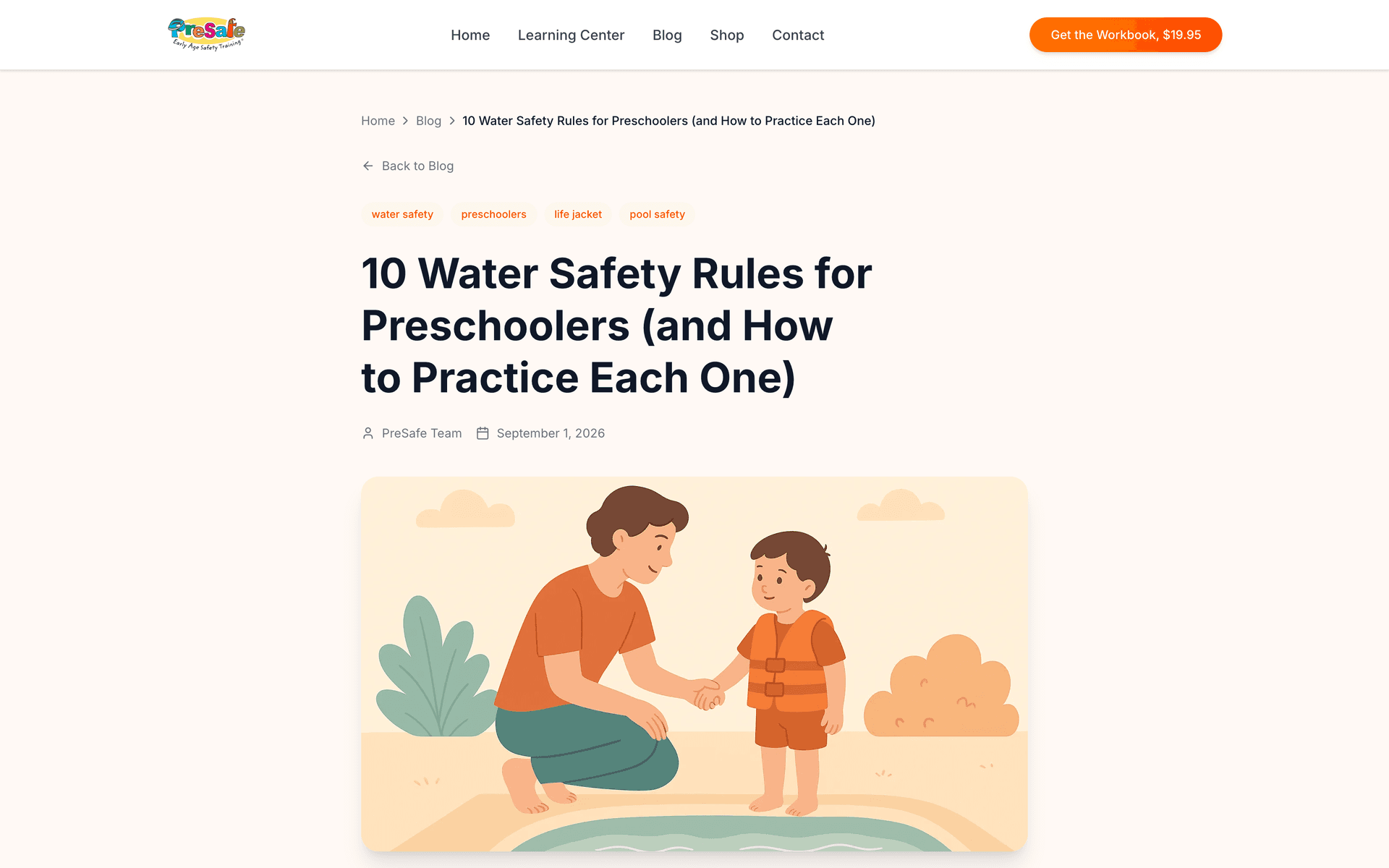 A PreSafe blog post on water safety rules for preschoolers