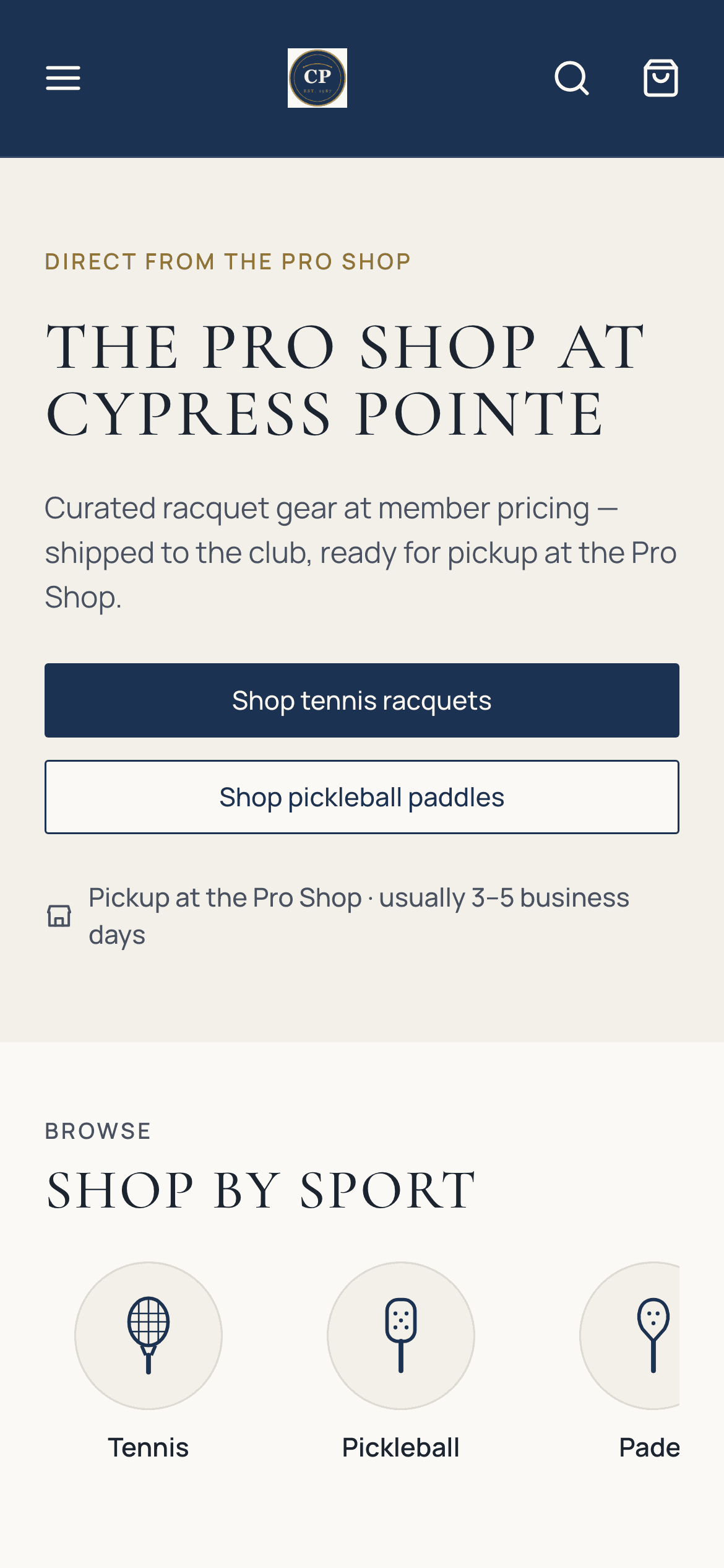 Club storefront on a phone