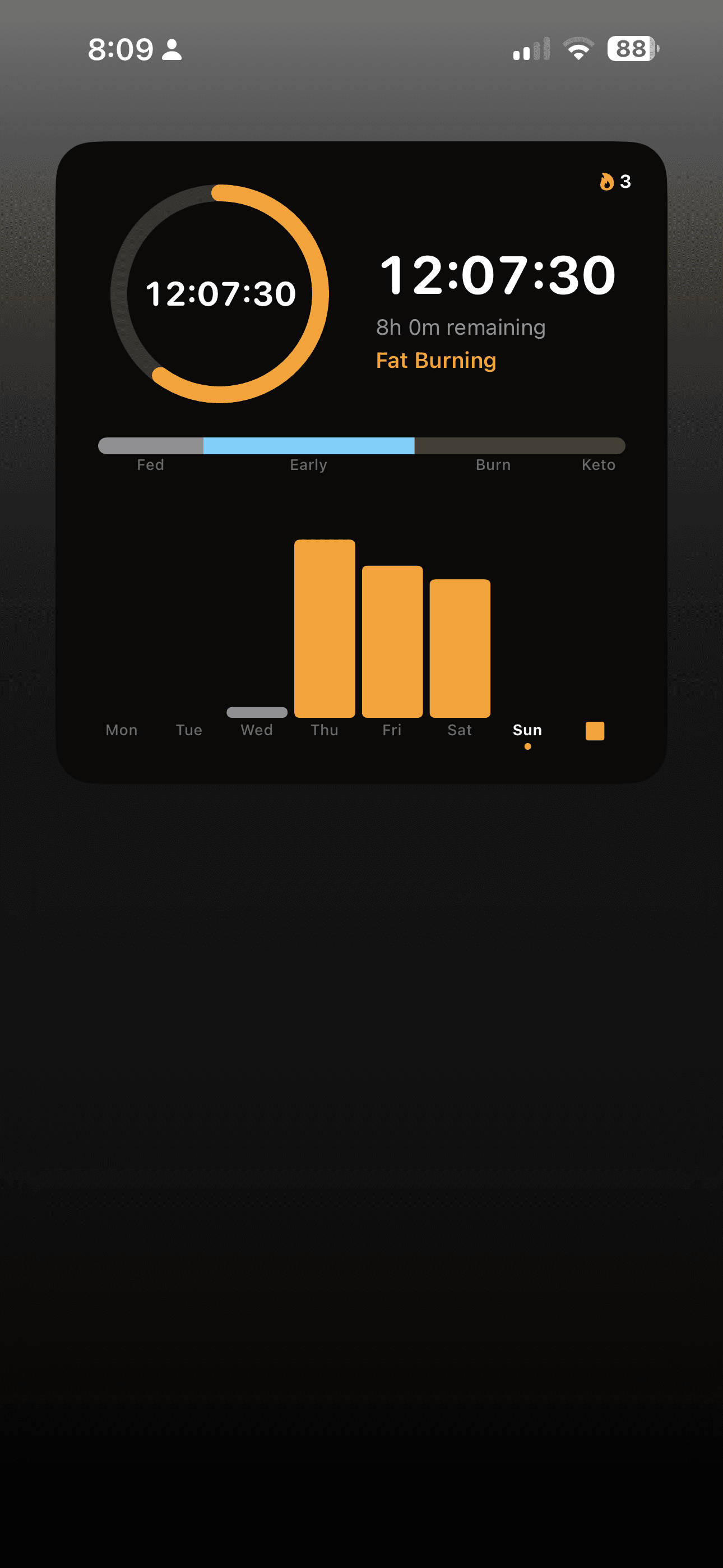 Large home screen widget with fasting progress