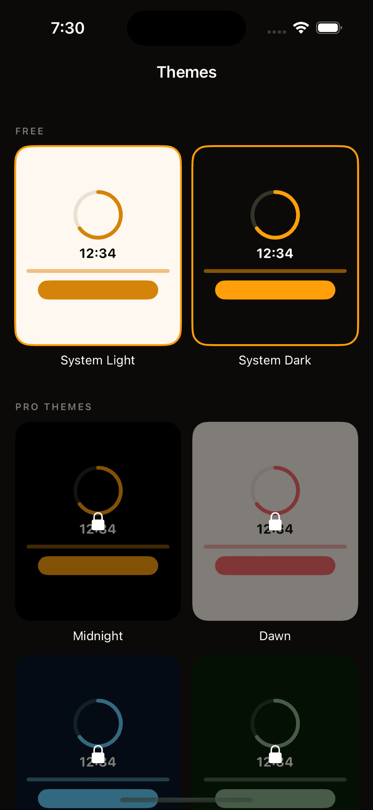 Curated color themes and customization options