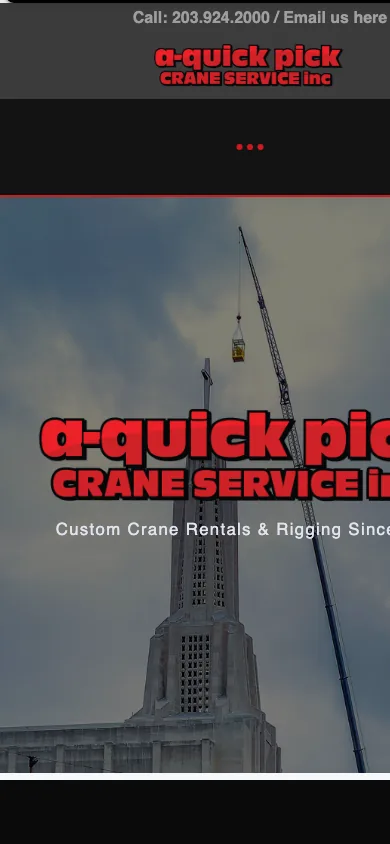 The crane company website on WordPress, as it looked on a phone in January 2026